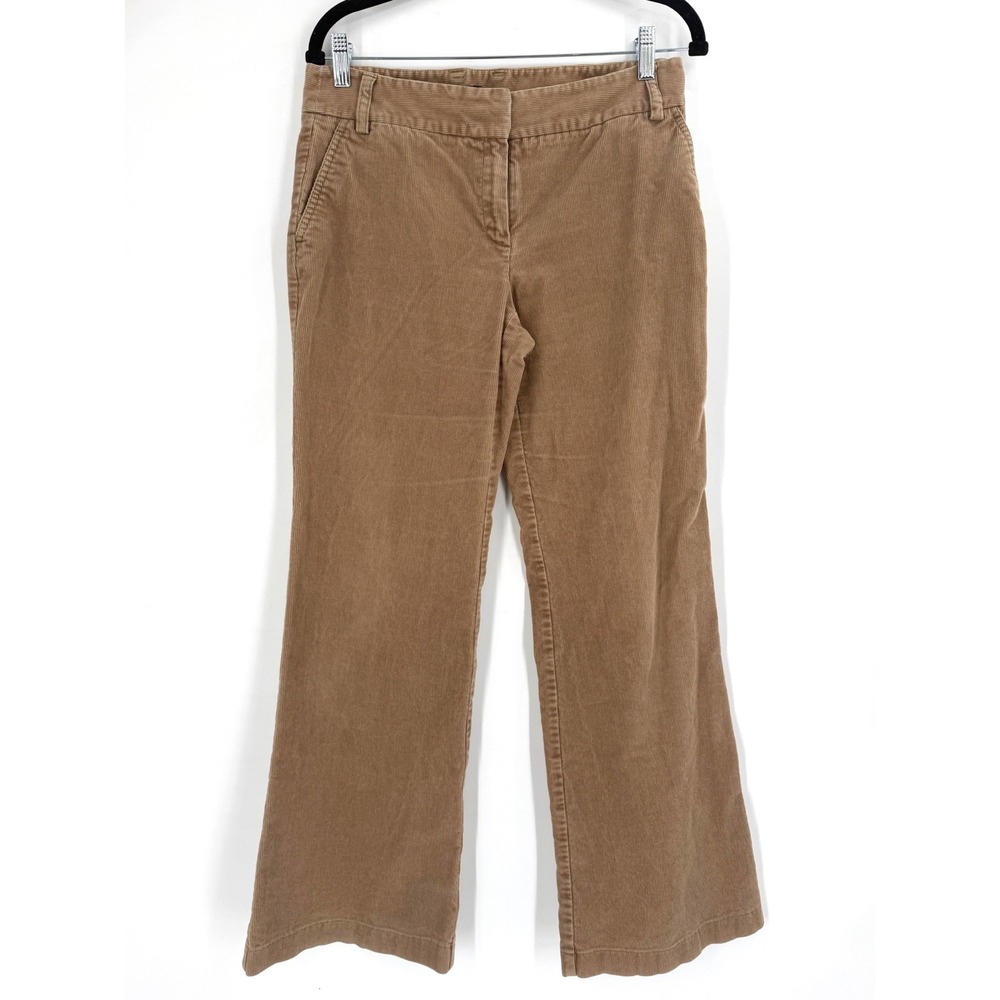 J.Crew Corduroy Trousers Women Tan Brown Y2K flare Leg Pants Style Preppy